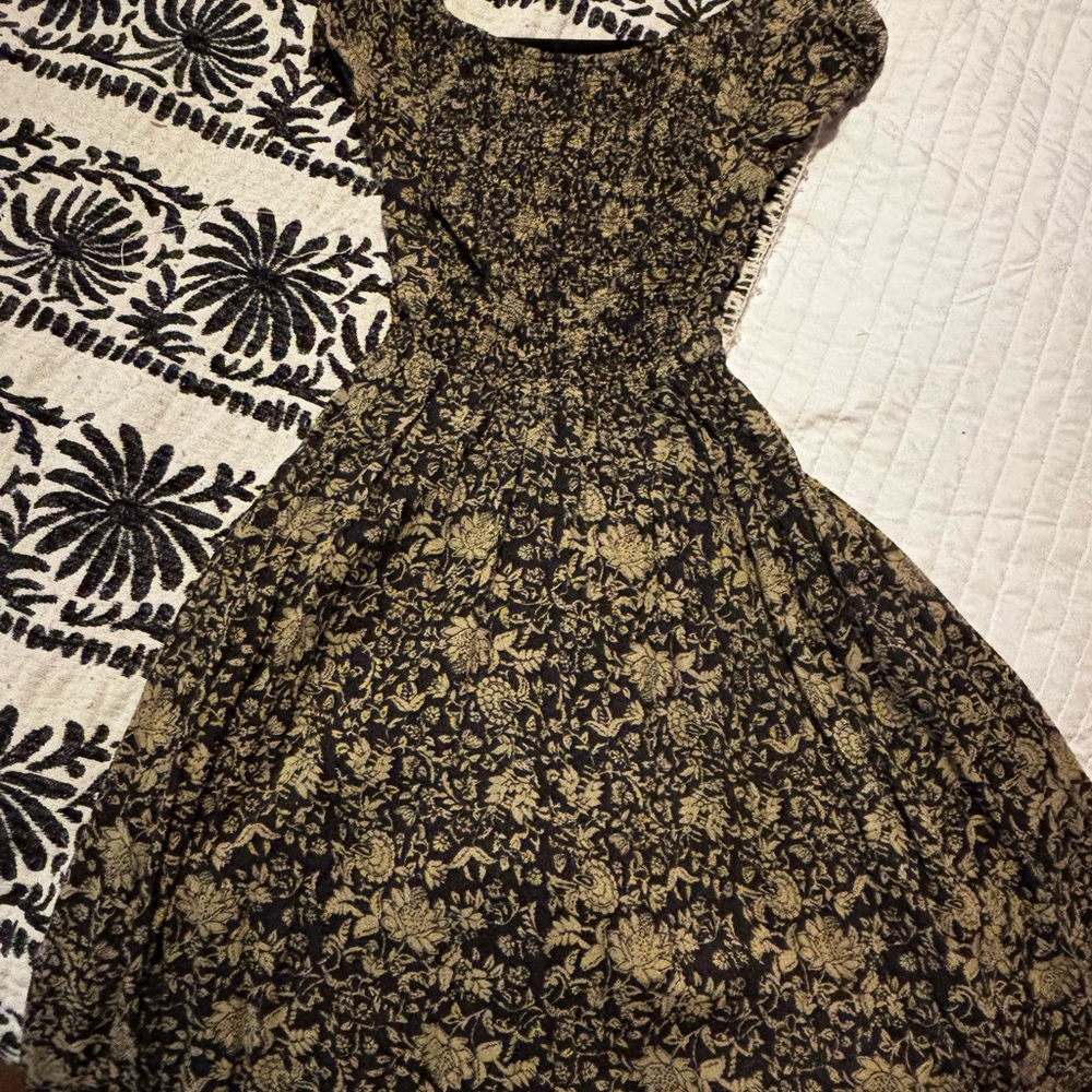 Free People ultraviolet Black and Gold Floral Maxi Dress